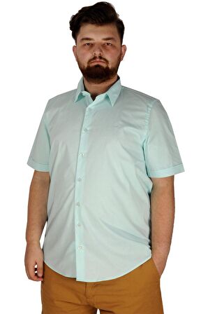 Mode XL Büyük Beden Erkek No Pocket Lycra Poplin 20353 Mint Yeşili