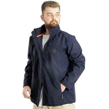  Mode Xl Büyük Beden Erkek Mont Waterproof Softshell 21232 Lacivert