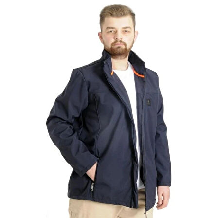  Mode Xl Büyük Beden Erkek Mont Waterproof Softshell 21232 Lacivert