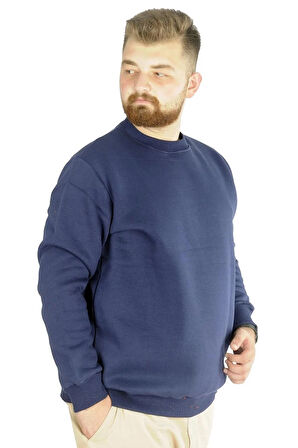  Mode Xl Erkek Sweatshirt Bisiklet Yaka Basic 20131 Indigo