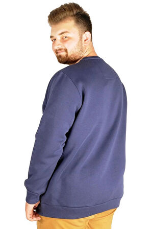  Mode Xl Erkek Sweatshirt Bisiklet Yaka Basic 20131 Indigo