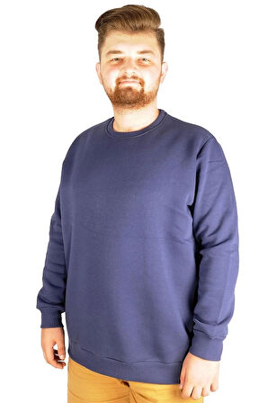  Mode Xl Erkek Sweatshirt Bisiklet Yaka Basic 20131 Indigo