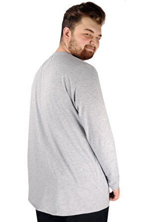 Mode XL Büyük Beden Erkek Tshirt Likralı Bisiklet Yaka 20102 Grimelanj