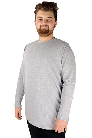 Mode XL Büyük Beden Erkek Tshirt Likralı Bisiklet Yaka 20102 Grimelanj