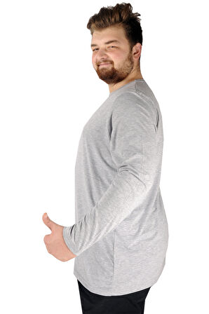 Mode XL Büyük Beden Erkek Tshirt Likralı Bisiklet Yaka 20102 Grimelanj