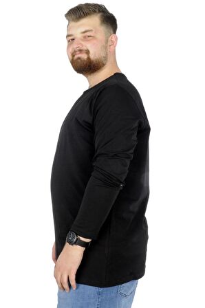 Mode XL Büyük Beden Erkek Tshirt Likralı Bisiklet Yaka 20102 Siyah