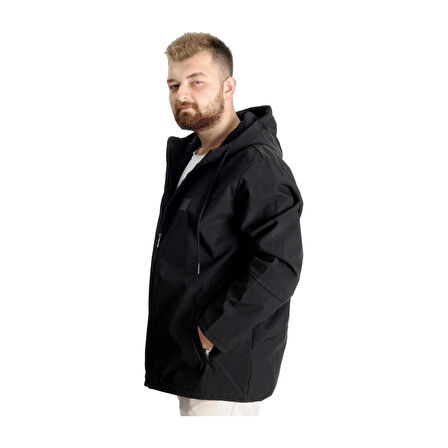  Mode Xl Erkek Softshell Parcalı Kapsonlu Mont 21235 Siyah