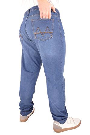 Mode XL Erkek Pantolon Arka Cep Nakışlı 21918 Mavi