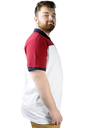 Mode XL Erkek T shirt Polo Parçalı MD Logo 22300 Beyaz