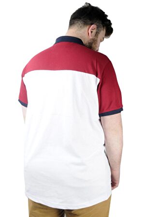 Mode XL Erkek T shirt Polo Parçalı MD Logo 22300 Beyaz