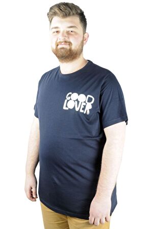 Mode XL Erkek T shirt Bis Yaka Good Lover 22114 Lacivert