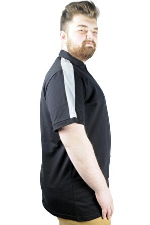 Mode XL Büyük Beden Erkek T shirt Polo Yale Crew 22308 Siyah