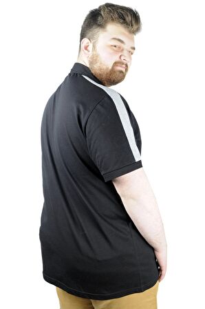 Mode XL Büyük Beden Erkek T shirt Polo Yale Crew 22308 Siyah