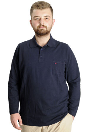 Mode XL Büyük Beden Erkek T-Shirt Polo Classic U.Kol Cepli 22446 Lacivert