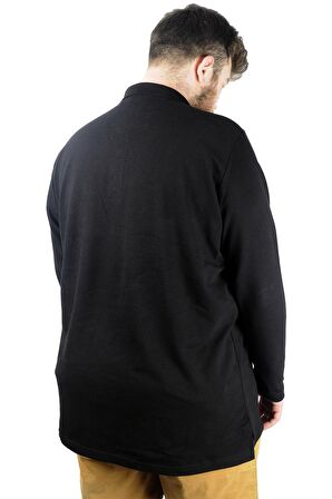 Mode XL Büyük Beden Tshirt Polo U.Kol Cepli 22446 Siyah