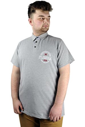 Mode XL Erkek T shirt Polo Florida 22303 Gri Melanj
