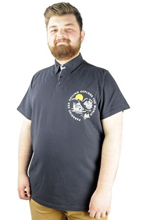 Mode XL Erkek Polo T shirt Explore The World 22313 Lacivert