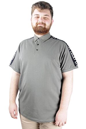 Mode XL Büyük Beden Erkek T shirt Polo Live Lucky 22306 Haki