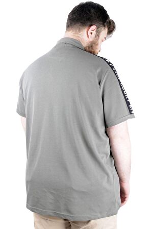 Mode XL Büyük Beden Erkek T shirt Polo Live Lucky 22306 Haki