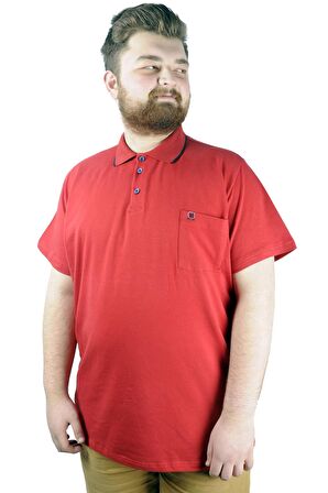 Mode XL Büyük Beden T shirt Polo Likralı Süprem Cepli 21558 Bordo
