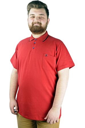Mode XL Büyük Beden T shirt Polo Likralı Süprem Cepli 21558 Bordo