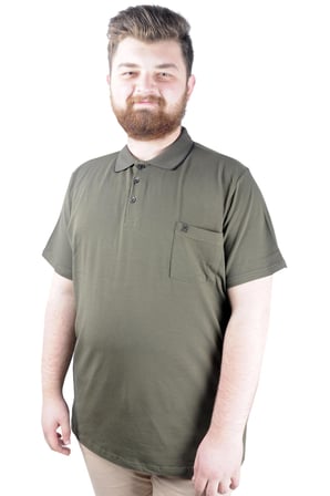 Mode XL Büyük Beden T shirt Polo Likralı Süprem Cepli 21558 Haki