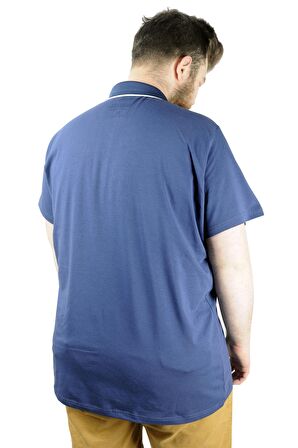 Mode XL Büyük Beden T shirt Polo Likralı Süprem Cepli 21558 Indigo