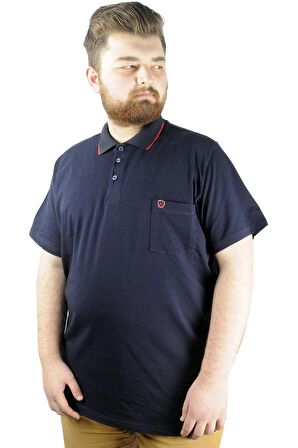 Mode XL Büyük Beden T shirt Polo Likralı Süprem Cepli 21558 Lacivert