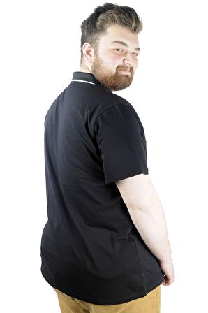 Mode XL Büyük Beden T shirt Polo Likralı Süprem Cepli 21558 Siyah