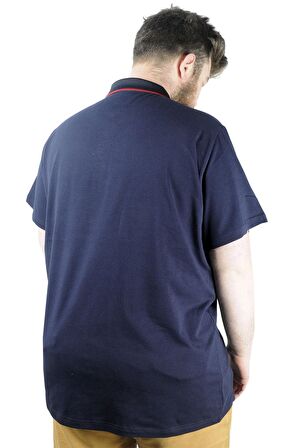 Mode XL Büyük Beden T shirt Polo Likralı Süprem Nakış 21554 Lacivert