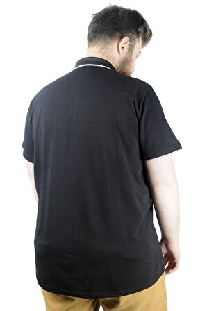 Mode XL Büyük Beden T shirt Polo Likralı Süprem Nakış 21554 Siyah