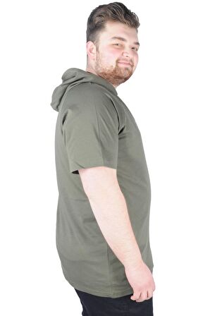 Mode XL Büyük Beden Tshirt Kapşonlu Sky is Limit 22118 Haki