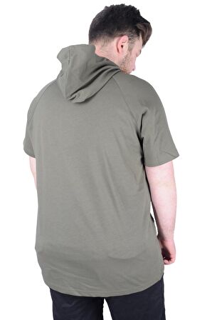 Mode XL Büyük Beden Tshirt Kapşonlu Sky is Limit 22118 Haki