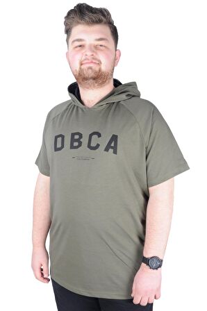 Mode XL Büyük Beden Tshirt Kapşonlu DBCA 22119 Haki