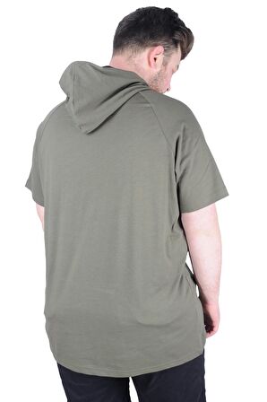 Mode XL Büyük Beden Tshirt Kapşonlu DBCA 22119 Haki