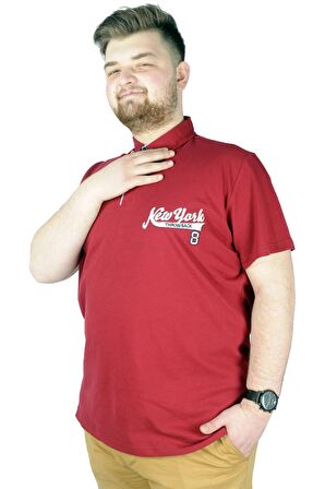 Mode XL Erkek T shirt Polo New York Throwback 22302 Bordo