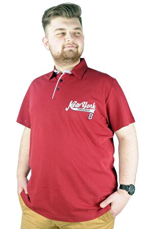 Mode XL Erkek T shirt Polo New York Throwback 22302 Bordo