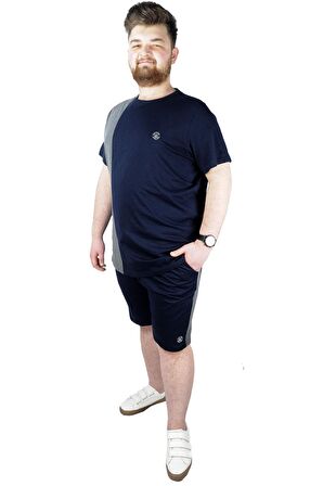 Mode XL Erkek T shirt Parçalı MD08 22134 Lacivert