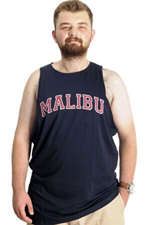 Mode XL Büyük Beden Erkek Tshirt Kolsuz Malibu 22129 Lacivert