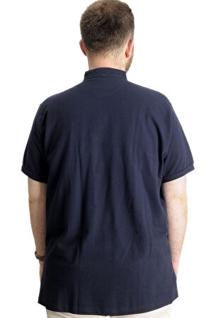 Mode XL Büyük Beden T-Shirt Hakim Yaka Yatching 22327 Lacivert