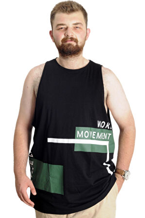 Mode XL Büyük Beden Erkek Tshirt Kolsuz Active 22131 Siyah