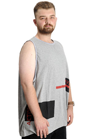 Mode XL Büyük Beden Erkek Tshirt Kolsuz Active 22131 Grimelanj
