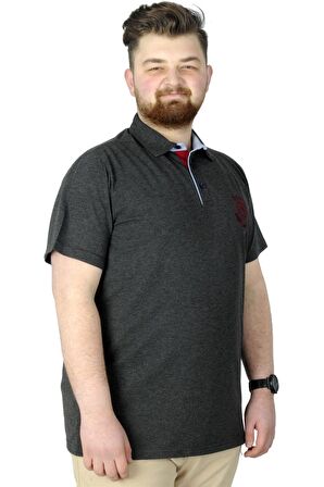 Mode XL Büyük Beden Erkek T-Shirt Polo MDX Club 22305 Antrasit