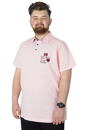 Mode XL Büyük Beden T-Shirt Polo 08 Meeting 22329 Somon