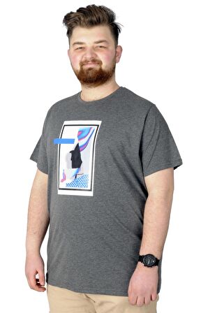Mode XL Büyük Beden Tshirt Baskılı Flu 22152 Antramelanj