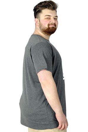 Mode XL Büyük Beden Tshirt Baskılı Flu 22152 Antramelanj