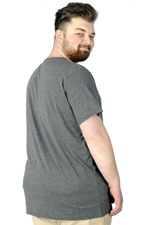 Mode XL Büyük Beden Tshirt Baskılı Flu 22152 Antramelanj