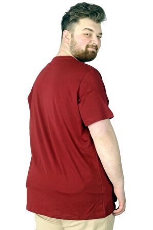 Mode XL Büyük Beden Tshirt Baskılı Flu 22152 Bordo