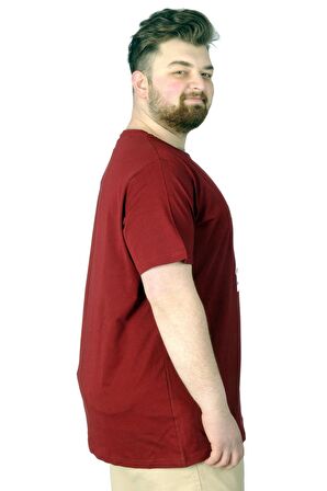 Mode XL Büyük Beden Tshirt Baskılı Flu 22152 Bordo