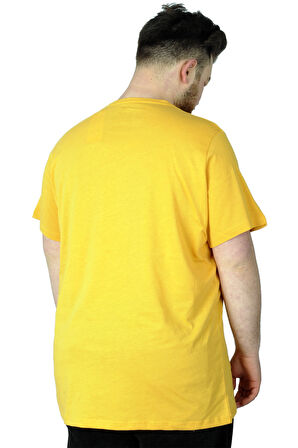 Mode XL Büyük Beden Tshirt Baskılı Flu 22152 Hardal